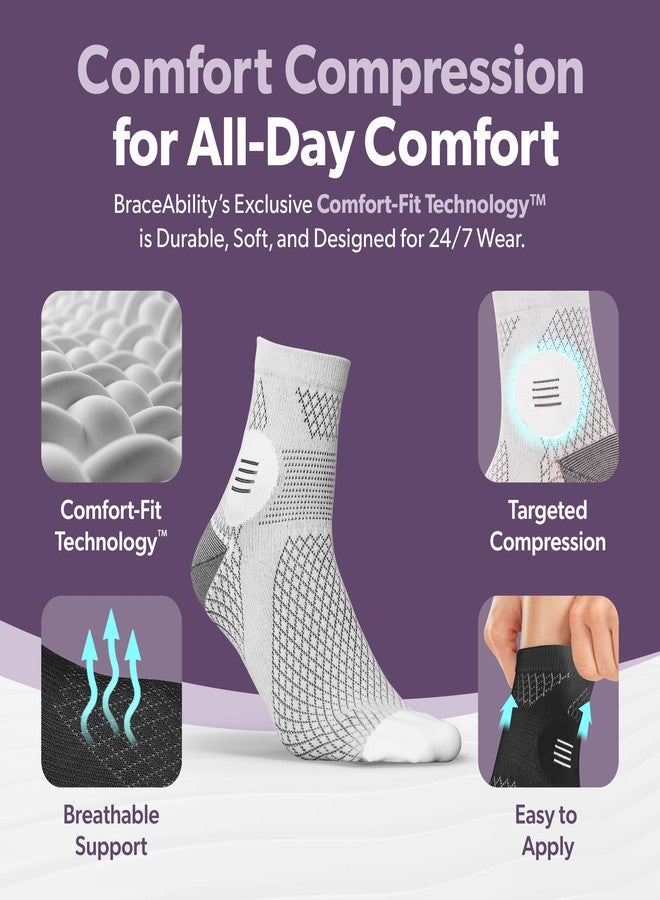 BraceAbility Closed Toe Neuropathy Socks - Diabetic Socks for Women and Men, Foot Pain Relief, Circulation, Anti-Neuropathy, Foot Fatigue, Compression Nerve Support – 1 Pair (Medium Gray) - Image 3